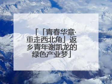 「青春华章·重走西北角」返乡青年谢凯龙的绿色产业梦