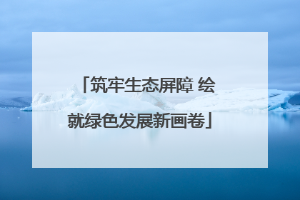 筑牢生态屏障 绘就绿色发展新画卷