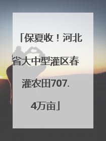 保夏收！河北省大中型灌区春灌农田707.4万亩