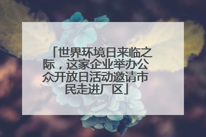 世界环境日来临之际，这家企业举办公众开放日活动邀请市民走进厂区