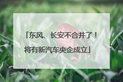 东风、长安不合并了！将有新汽车央企成立