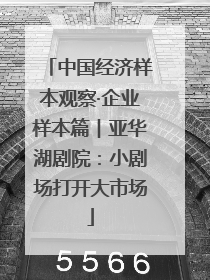 中国经济样本观察·企业样本篇︱亚华湖剧院：小剧场打开大市场