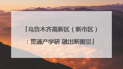 乌鲁木齐高新区（新市区）：贯通产学研 融出新图景
