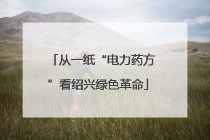 从一纸“电力药方”看绍兴绿色革命