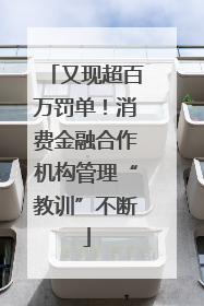 又现超百万罚单！消费金融合作机构管理“教训”不断