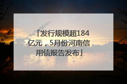 发行规模超184亿元，5月份河南信用债报告发布
