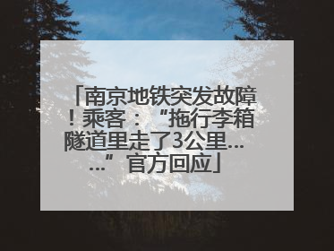 南京地铁突发故障！乘客：“拖行李箱隧道里走了3公里……”官方回应
