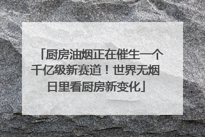 厨房油烟正在催生一个千亿级新赛道！世界无烟日里看厨房新变化