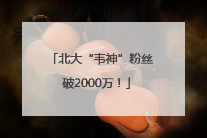 北大“韦神”粉丝破2000万！