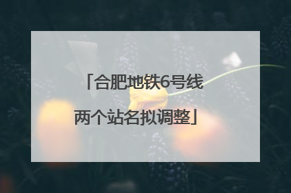 合肥地铁6号线两个站名拟调整