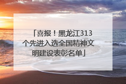 喜报！黑龙江313个先进入选全国精神文明建设表彰名单