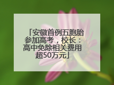 安徽首例五胞胎参加高考，校长：高中免除相关费用超50万元