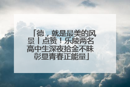 德，就是最美的风景丨点赞！乐陵两名高中生深夜拾金不昧 彰显青春正能量