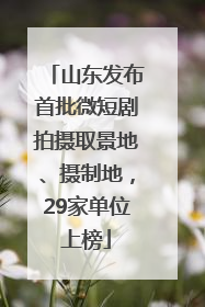 山东发布首批微短剧拍摄取景地、摄制地，29家单位上榜