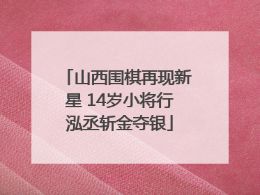 山西围棋再现新星 14岁小将行泓丞斩金夺银