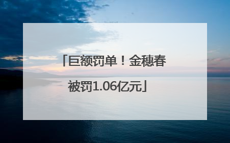 巨额罚单！金穗春被罚1.06亿元