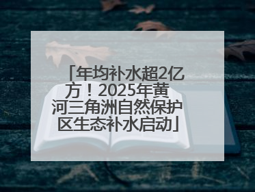 年均补水超2亿方！2025年黄河三角洲自然保护区生态补水启动