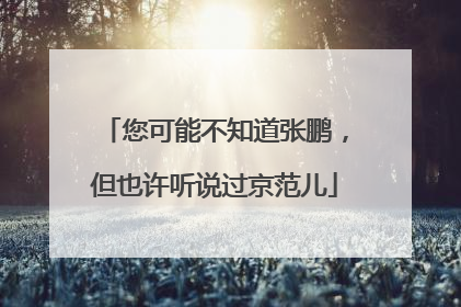 您可能不知道张鹏，但也许听说过京范儿