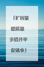 扩容量提质量 多措并举促就业