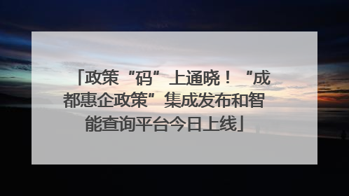 政策“码”上通晓！“成都惠企政策”集成发布和智能查询平台今日上线