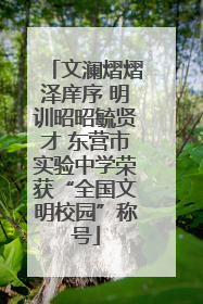 文澜熠熠泽庠序 明训昭昭毓贤才 东营市实验中学荣获“全国文明校园”称号