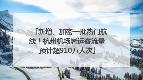 新增、加密一批热门航线！杭州机场暑运客流量预计超910万人次