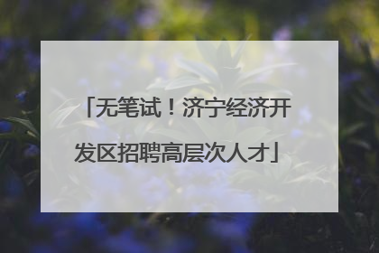 无笔试！济宁经济开发区招聘高层次人才