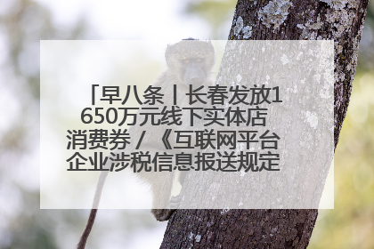 早八条丨长春发放1650万元线下实体店消费券／《互联网平台企业涉税信息报送规定》正式施行