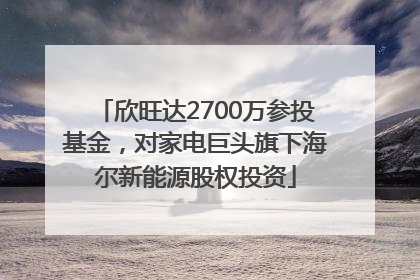欣旺达2700万参投基金，对家电巨头旗下海尔新能源股权投资