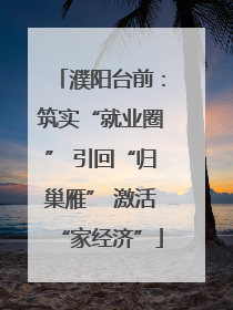 濮阳台前：筑实“就业圈” 引回“归巢雁” 激活“家经济”