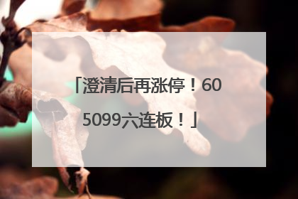 澄清后再涨停！605099六连板！