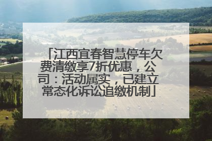 江西宜春智慧停车欠费清缴享7折优惠，公司：活动属实，已建立常态化诉讼追缴机制
