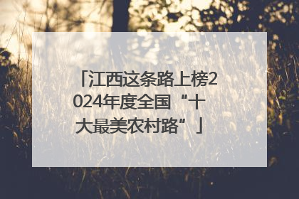 江西这条路上榜2024年度全国“十大最美农村路”