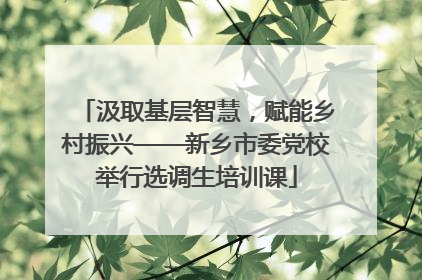 汲取基层智慧，赋能乡村振兴——新乡市委党校举行选调生培训课