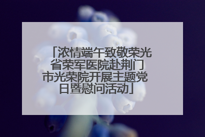 浓情端午致敬荣光 省荣军医院赴荆门市光荣院开展主题党日暨慰问活动