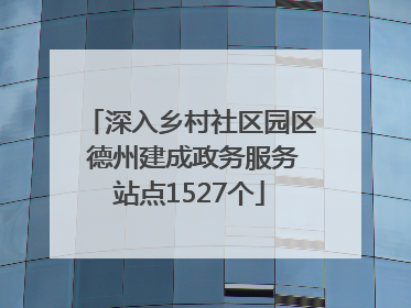 深入乡村社区园区 德州建成政务服务站点1527个