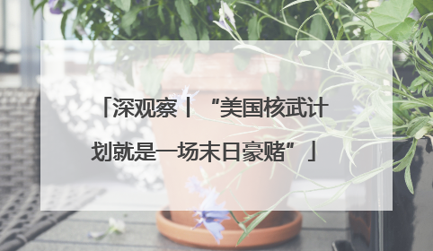 深观察丨“美国核武计划就是一场末日豪赌”