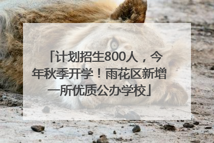 计划招生800人，今年秋季开学！雨花区新增一所优质公办学校