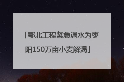 鄂北工程紧急调水为枣阳150万亩小麦解渴