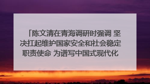 陈文清在青海调研时强调 坚决扛起维护国家安全和社会稳定职责使命 为谱写中国式现代化青海篇章贡献政法力量