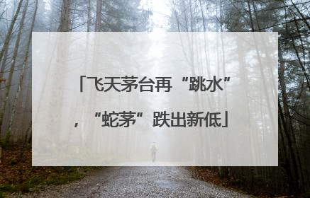 飞天茅台再“跳水”，“蛇茅”跌出新低