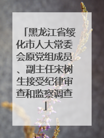 黑龙江省绥化市人大常委会原党组成员、副主任宋树生接受纪律审查和监察调查