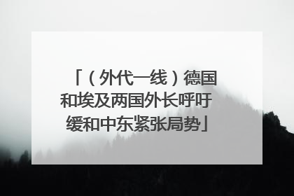 （外代一线）德国和埃及两国外长呼吁缓和中东紧张局势