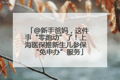 @新手爸妈，这件事“零跑动”了！上海医保推新生儿参保“免申办”服务